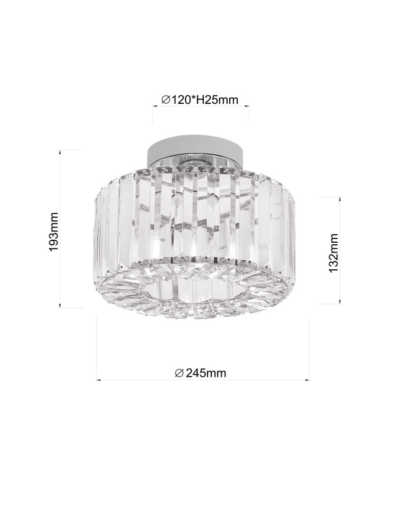Ceiling lamps with crystals - Light Prestige Plafond Galactico chrome 1xE27 LP-2383/1C CH - product kolory-swiatla.pl 6