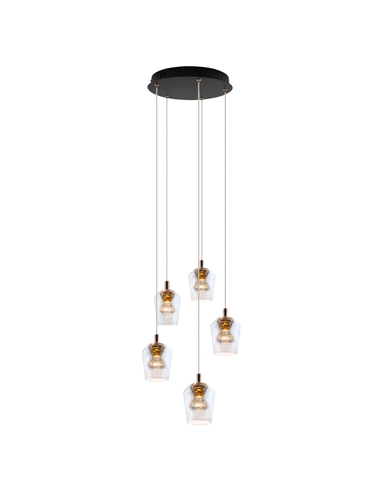 5 point pendant lamps - YASKR Tasa Round Pendant Lamp 5xLED black PL0144-5 Black - product kolory-swiatla.pl 1