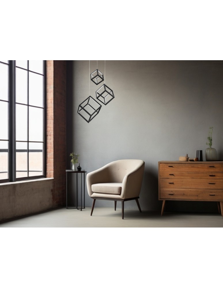 LED pendant lamps - Luces Exclusivas REUS Pendant LED 110W 8250lm 3000K Dimmable matte black LE41464 - product kolory-swiatla.pl 3