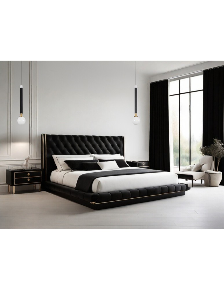 LED pendant lamps - Luces Exclusivas UNION Pendant LED 5W 250lm 3000K black/brass/opal LE41810 - product kolory-swiatla.pl 3