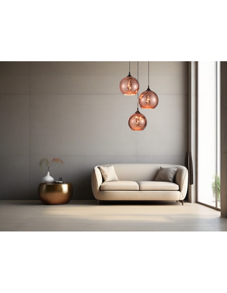 Triple pendant lamps - Luces Exclusivas CEPEDA Pendant 3xE27 LED copper LE41963 - product kolory-swiatla.pl 3