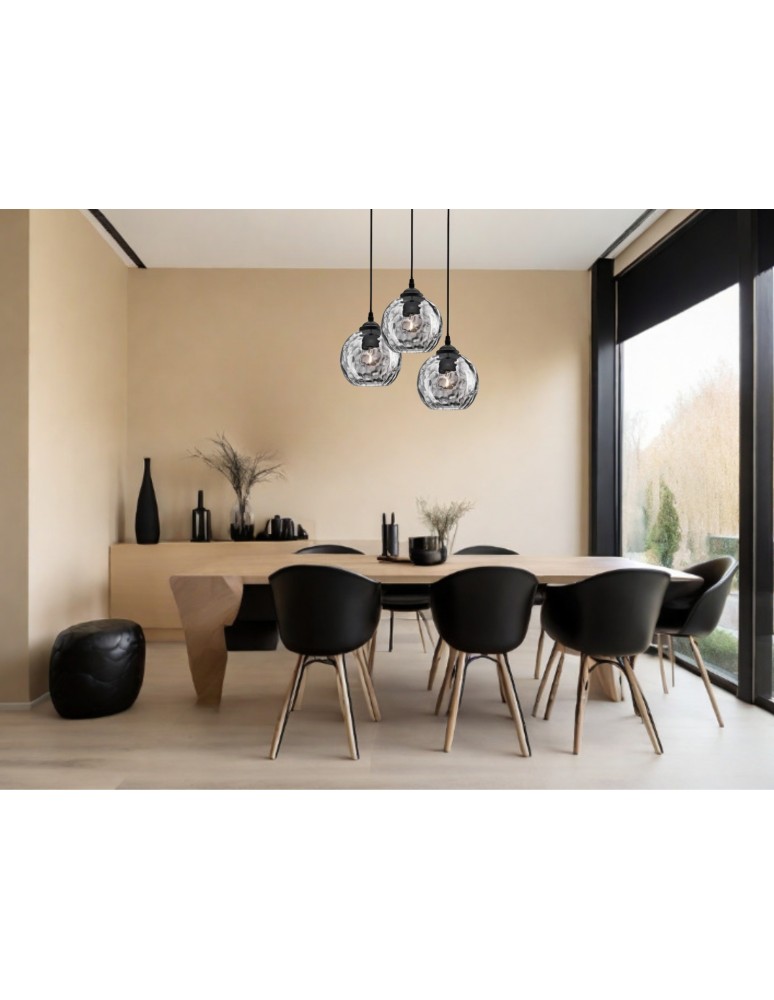 Triple pendant lamps - Luces Exclusivas COLINA Pendant 3xE27 LED black/smoke LE41972 - product kolory-swiatla.pl 3