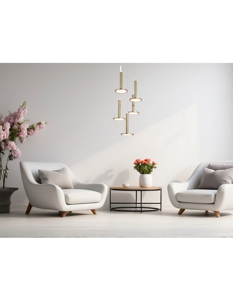 LED pendant lamps - Luces Exclusivas ESQUEL Pendant LED 53W 1967lm 3000K gold LE41992 - product kolory-swiatla.pl 3