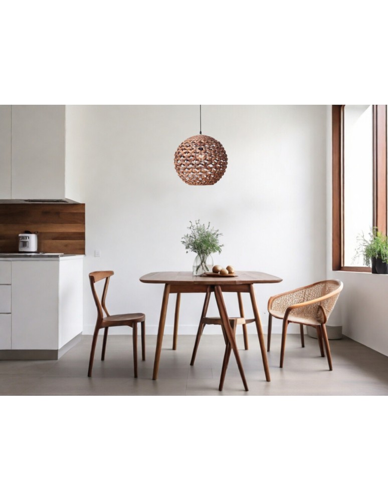 Boho pendant lamps - Luces Exclusivas PARANA Pendant 1xE27 LED natural/black LE42135 - product kolory-swiatla.pl 3