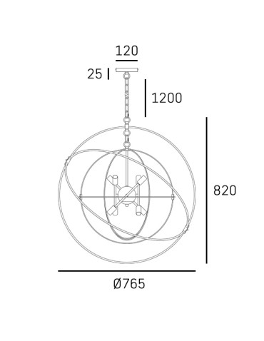 CosmoLight ROXBURY pendant lamp P08593AU Gold, Black - product 2
