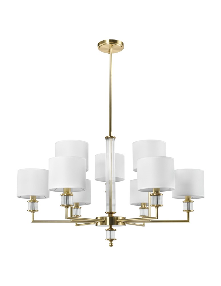Hampton style chandeliers - CosmoLight SUTTON pendant lamp P09685BR-WH Brass - product kolory-swiatla.pl 2