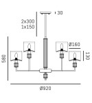 Hampton style chandeliers - CosmoLight SUTTON pendant lamp P09685BR-WH Brass - product 3