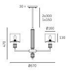 Hampton style chandeliers - CosmoLight SUTTON pendant lamp P06692BR-WH Brass - product 3