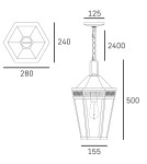 Outdoor pendant lamps - CosmoLight FUNCHAL pendant lamp P01156BK Black - product 2