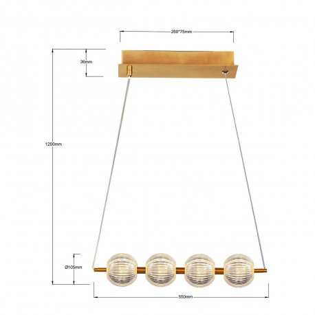 Light Prestige Lampa wisząca Brillant 4 złota LED CCT LP-3303/4L GD
