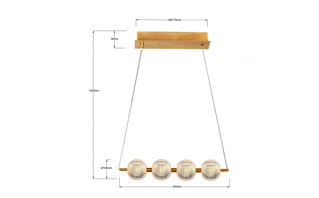 Light Prestige Lampa wisząca Brillant 4 złota LED CCT LP-3303/4L GD