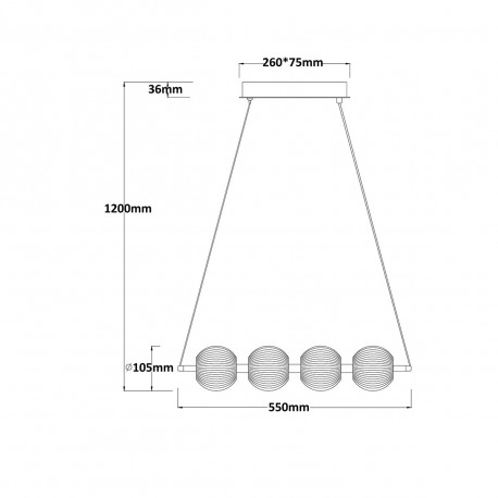Light Prestige Lampa wisząca Brillant 4 złota LED CCT LP-3303/4L GD