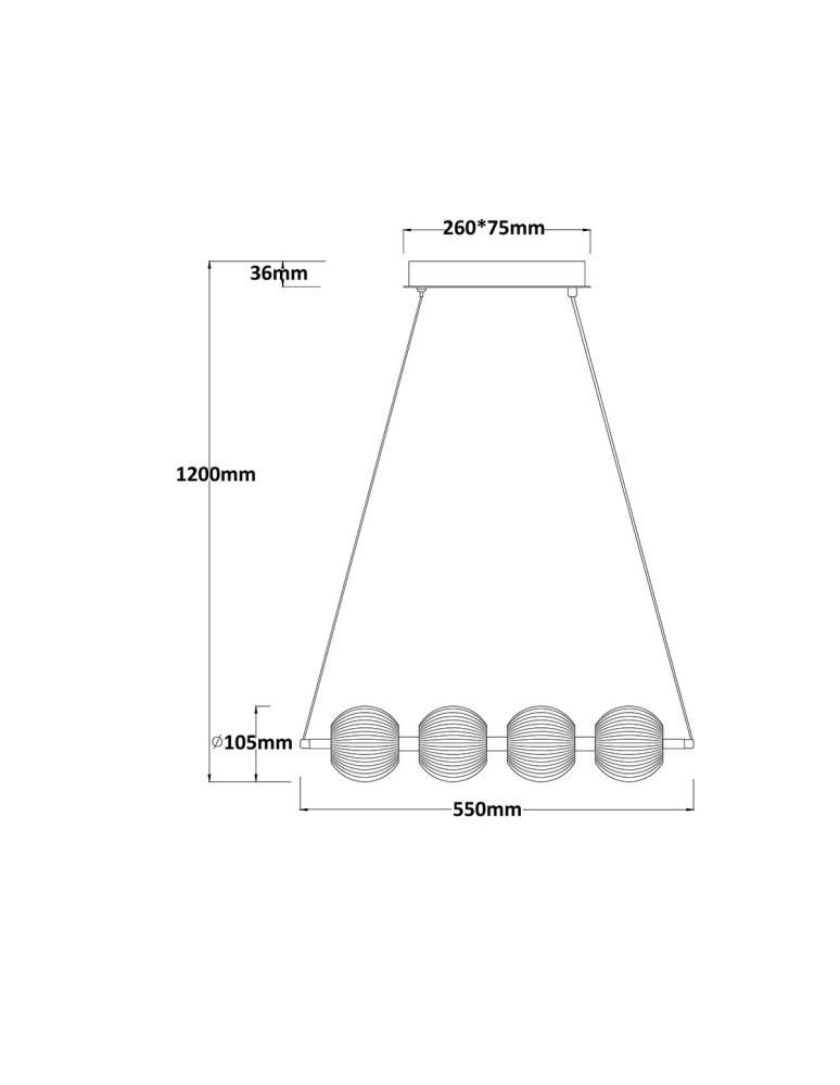 Pendant lamps on a strip - Light Prestige Brillant 4 gold LED CCT pendant lamp LP-3303/4L GD - product kolory-swiatla.pl 5