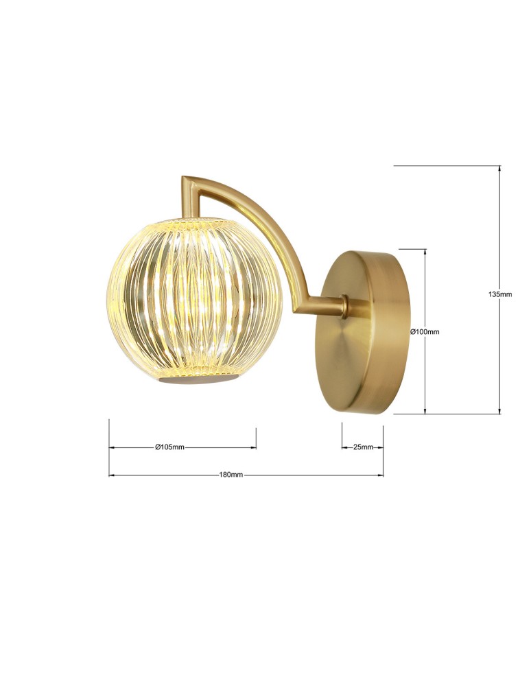 Designer wall lamps - Light Prestige Wall lamp Brillant gold LED CCT LP-3303/1W GD. - product kolory-swiatla.pl 5