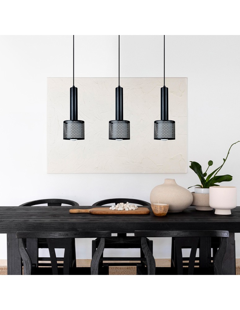 Pendant lamps on a strip - Light Prestige Amo pendant lamp black 3xE27 LP-0702/3L BK - product kolory-swiatla.pl 2