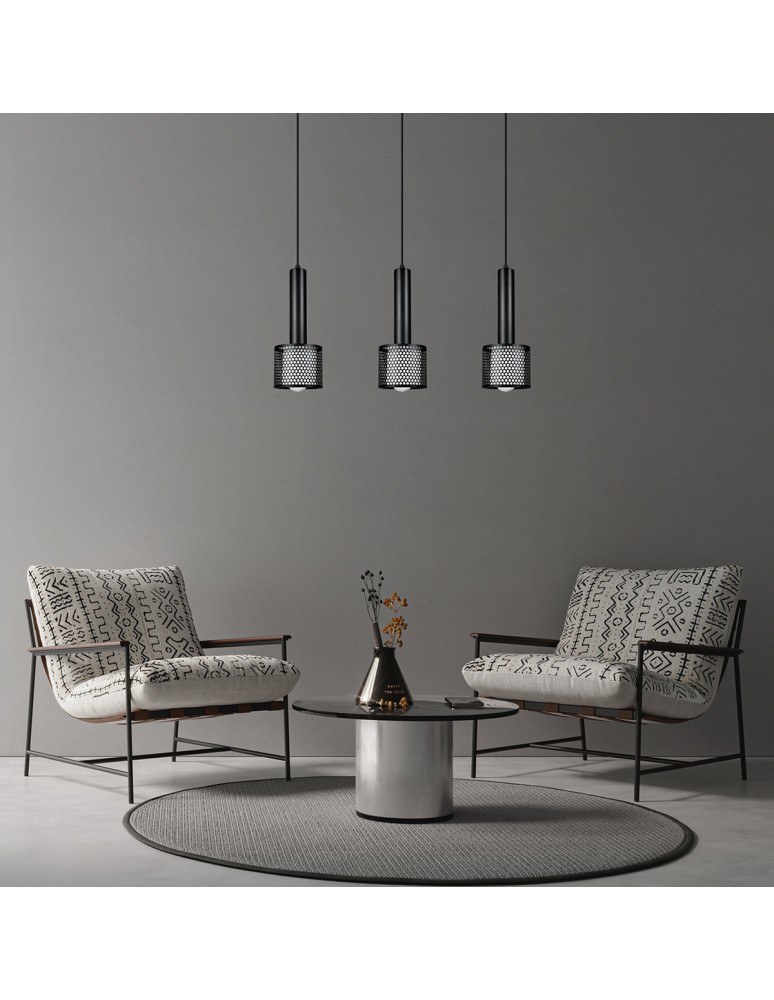 Pendant lamps on a strip - Light Prestige Amo pendant lamp black 3xE27 LP-0702/3L BK - product kolory-swiatla.pl 3