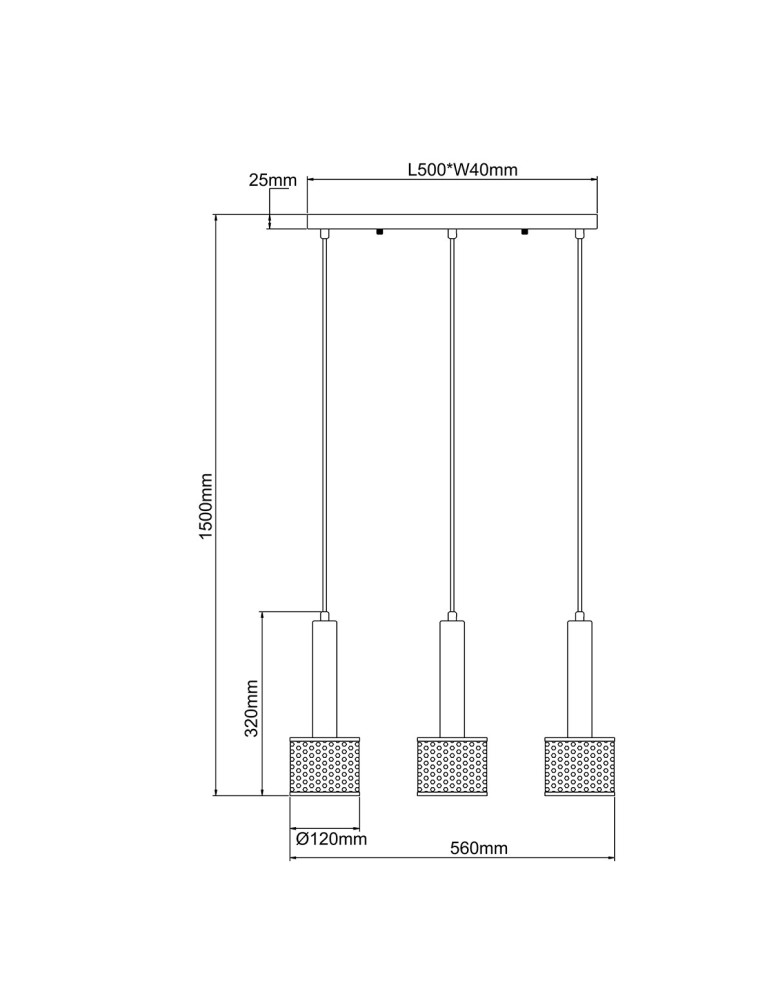Pendant lamps on a strip - Light Prestige Amo pendant lamp black 3xE27 LP-0702/3L BK - product kolory-swiatla.pl 6