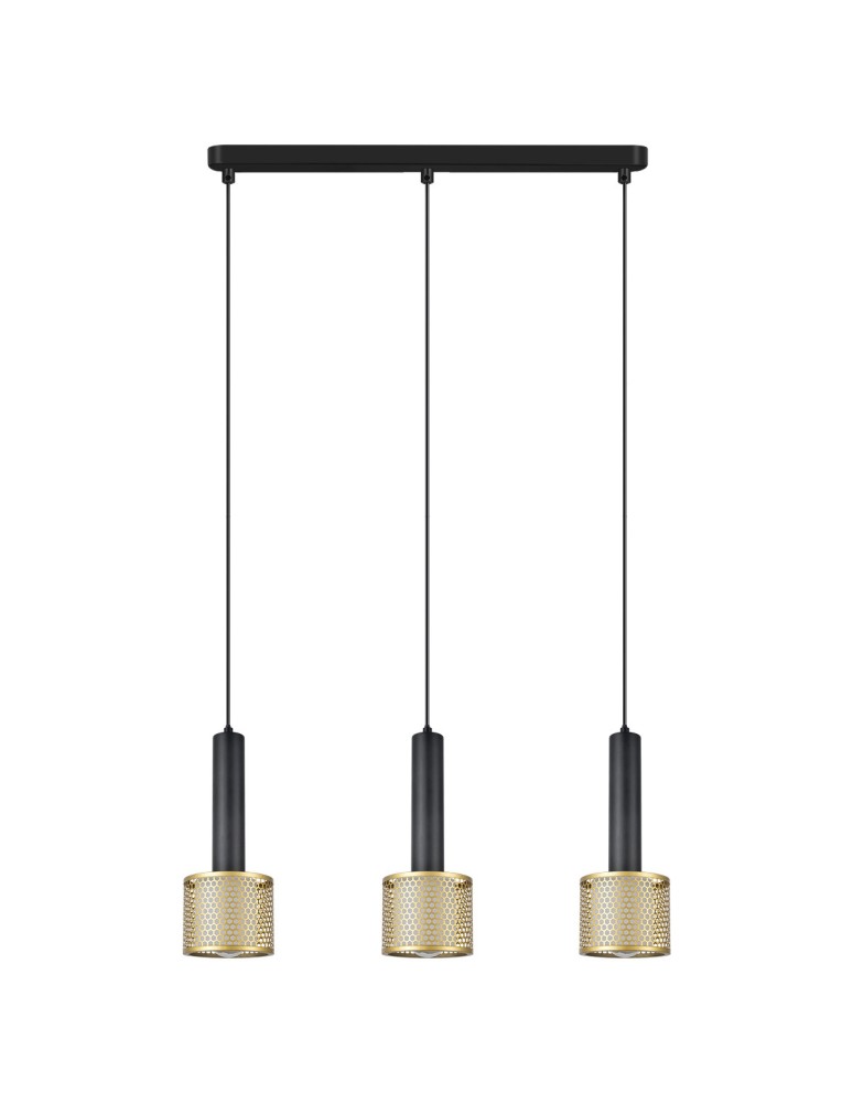 Pendant lamps on a strip - Light Prestige Amo black-gold pendant lamp 3xE27 LP-0702/3L GD - product kolory-swiatla.pl 1