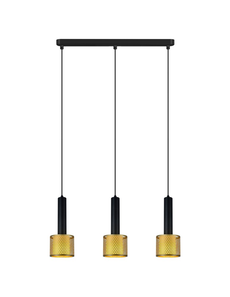 Pendant lamps on a strip - Light Prestige Amo black-gold pendant lamp 3xE27 LP-0702/3L GD - product kolory-swiatla.pl 3