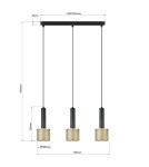 Pendant lamps on a strip - Light Prestige Amo black-gold pendant lamp 3xE27 LP-0702/3L GD - product 4