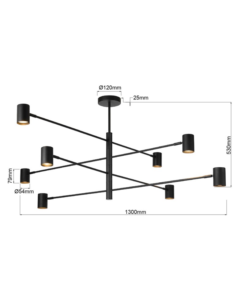 Modern pendant lamps - Light Prestige Snow 8 pendant lamp black 8xGU10 LP-731/8P BK - product kolory-swiatla.pl 5
