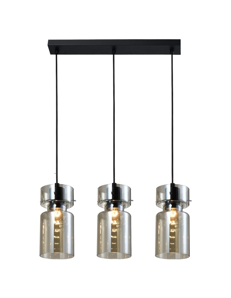 Pendant lamps on a strip - Light Prestige Nivio smoky triple pendant lamp 3xE27 LP-2811/3L AM - product kolory-swiatla.pl 1