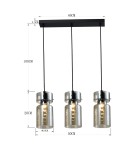 Pendant lamps on a strip - Light Prestige Nivio smoky triple pendant lamp 3xE27 LP-2811/3L AM - product 4