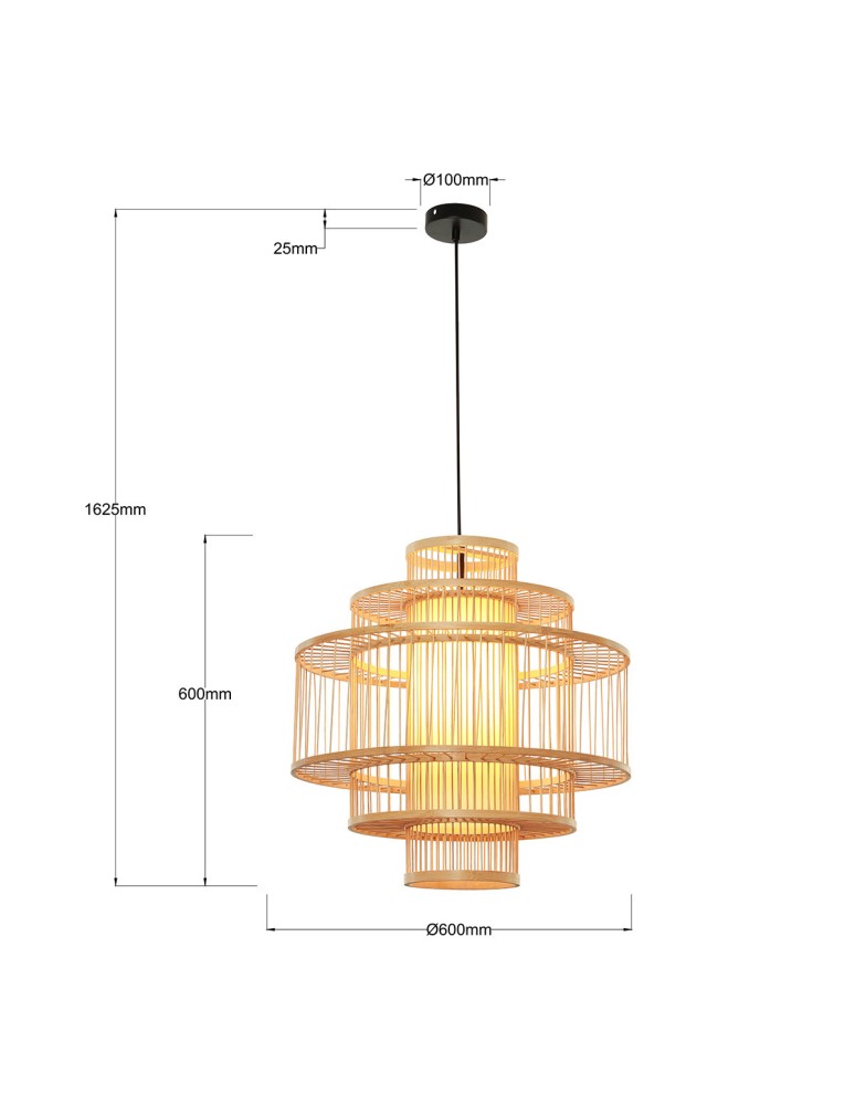 Boho pendant lamps - Light Prestige Stela rattan pendant lamp 1xE27 LP-2026/1P - product kolory-swiatla.pl 6
