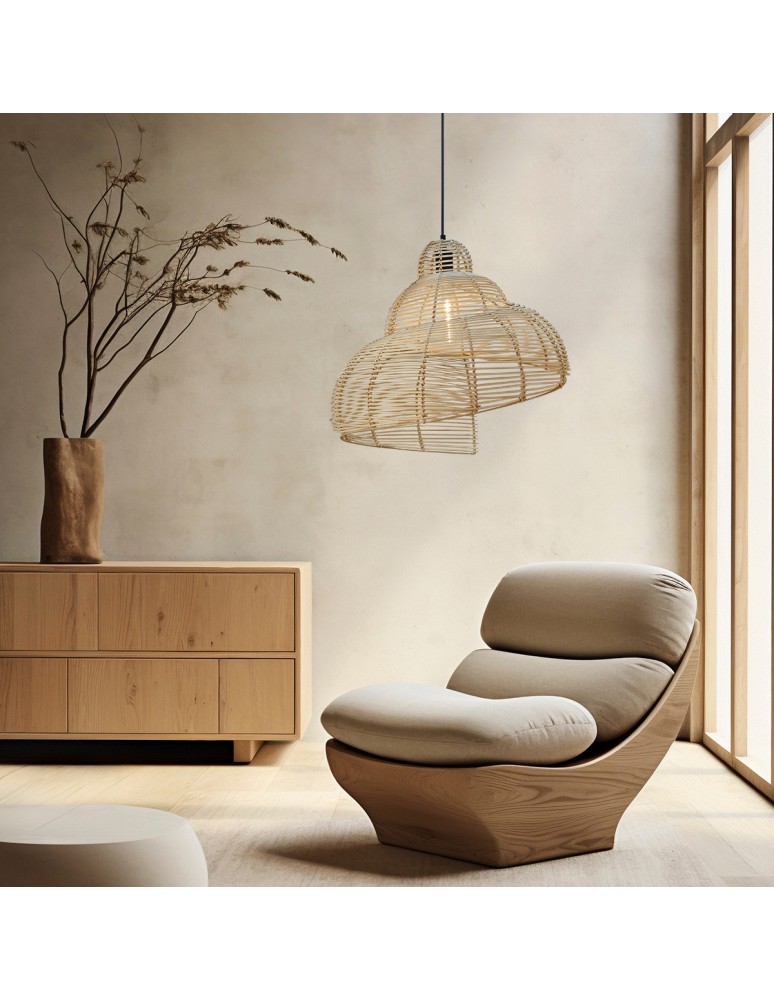 Boho pendant lamps - Light Prestige Ratan pendant lamp Shella 60cm light wood 1xE27 LP-1806/1P 60cm. - product kolory-swiatla.pl 2