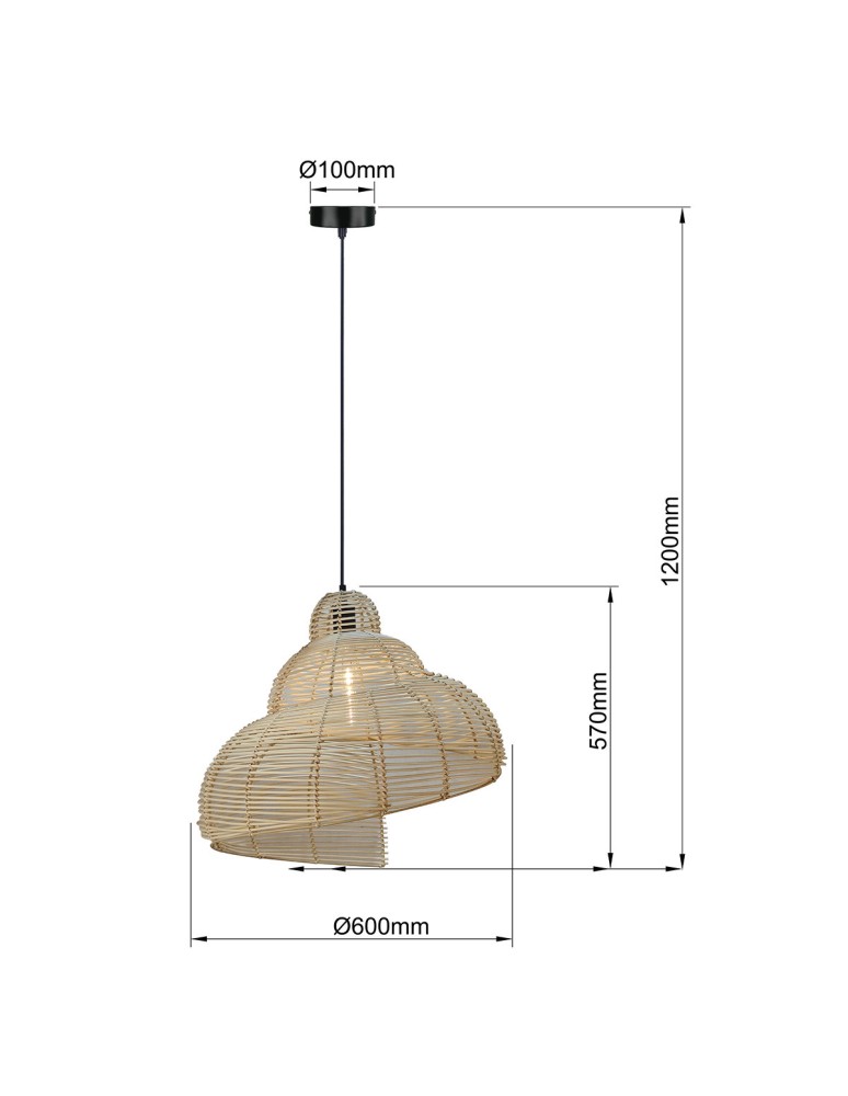 Boho pendant lamps - Light Prestige Ratan pendant lamp Shella 60cm light wood 1xE27 LP-1806/1P 60cm. - product kolory-swiatla.pl 3