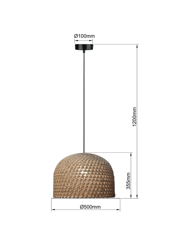 Boho pendant lamps - Light Prestige Ratan pendant lamp Kanso 50 cm light wood 1xE27 LP-2025/1P 50 cm - product kolory-swiatla.pl 4