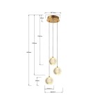 Triple pendant lamps - Light Prestige Brillant 3 gold LED CCT pendant lamp LP-3303/3P GD - product 6