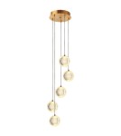 5 point pendant lamps - Light Prestige Brillant 5 gold LED CCT pendant lamp LP-3303/5P GD - product 2