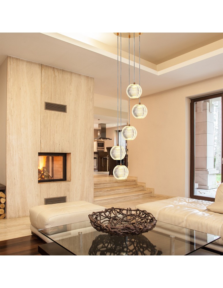 5 point pendant lamps - Light Prestige Brillant 5 gold LED CCT pendant lamp LP-3303/5P GD - product kolory-swiatla.pl 4