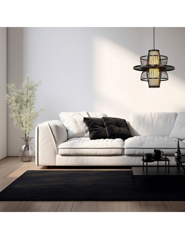 Boho pendant lamps - Light Prestige Rattan pendant lamp Astra black 1xE27 LP-3110/1P BK - product kolory-swiatla.pl 2