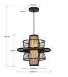 Boho pendant lamps - Light Prestige Rattan pendant lamp Astra black 1xE27 LP-3110/1P BK - product 6