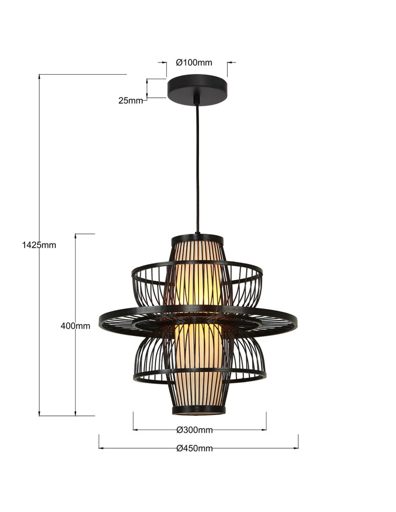 Boho pendant lamps - Light Prestige Rattan pendant lamp Astra black 1xE27 LP-3110/1P BK - product kolory-swiatla.pl 6
