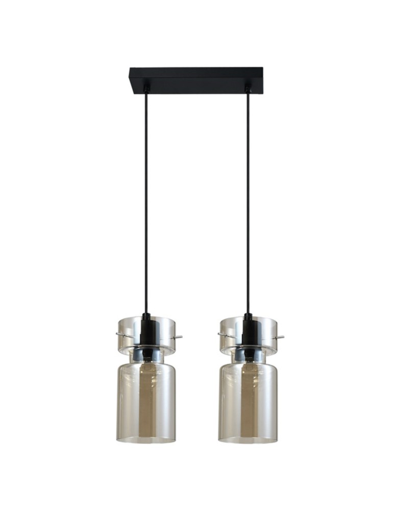 Pendant lamps on a strip - Light Prestige Nivio smoke double pendant lamp 2xE27 LP-2811/2L AM - product kolory-swiatla.pl 1