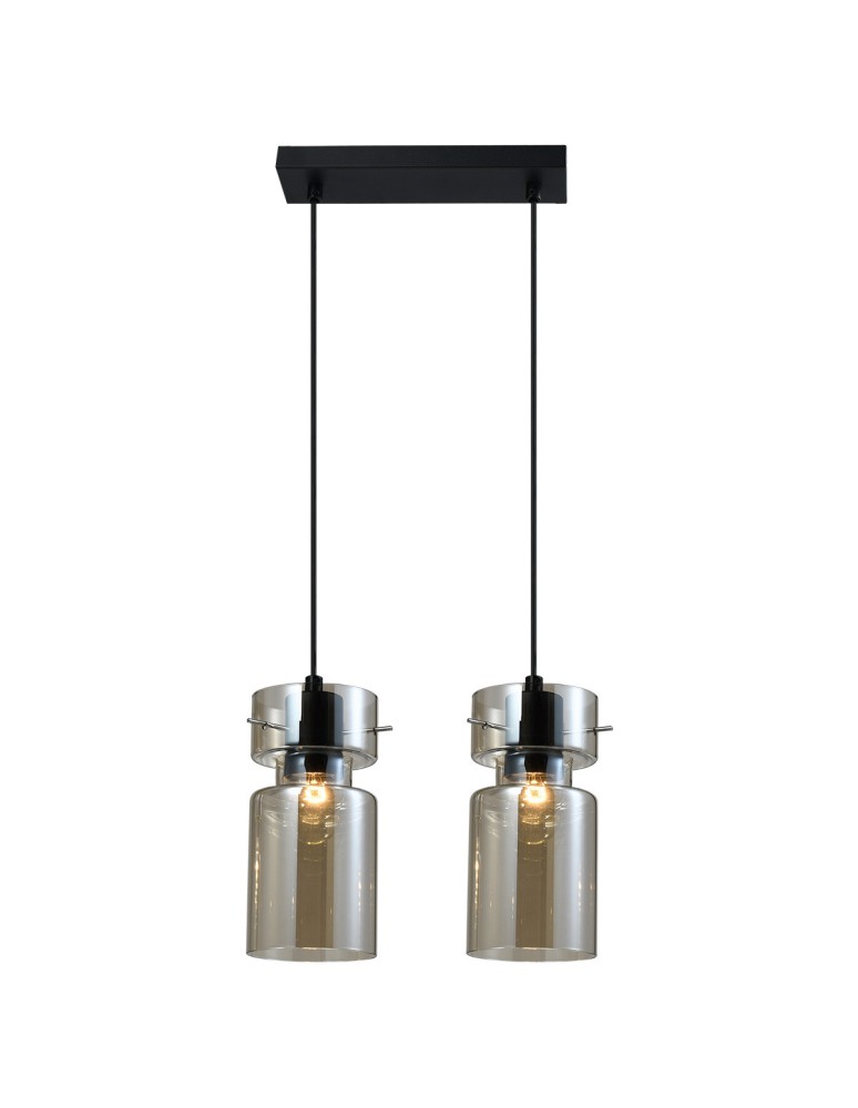 Pendant lamps on a strip - Light Prestige Nivio smoke double pendant lamp 2xE27 LP-2811/2L AM - product kolory-swiatla.pl 3