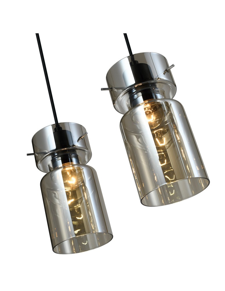 Pendant lamps on a strip - Light Prestige Nivio smoke double pendant lamp 2xE27 LP-2811/2L AM - product kolory-swiatla.pl 4