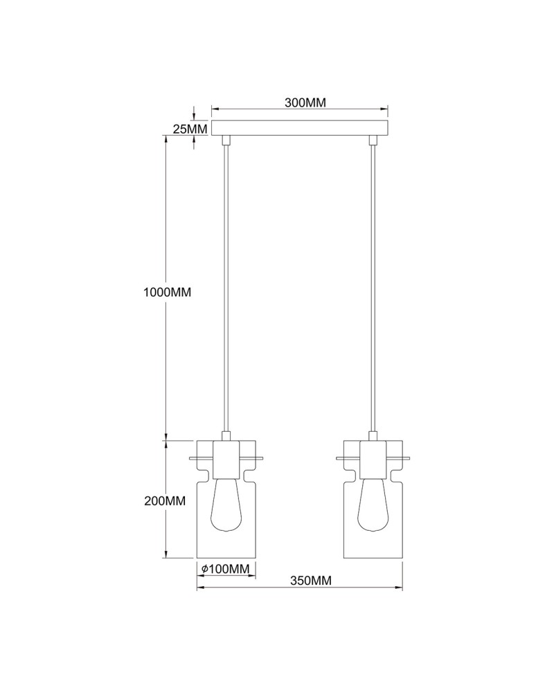 Pendant lamps on a strip - Light Prestige Nivio smoke double pendant lamp 2xE27 LP-2811/2L AM - product kolory-swiatla.pl 5