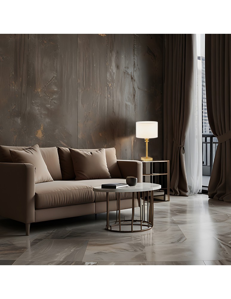 Table lamps with lampshade - Argon ABBANO 1-fl. table lamp 1x15W (max) white brushed brass 8047 - product kolory-swiatla.pl 2