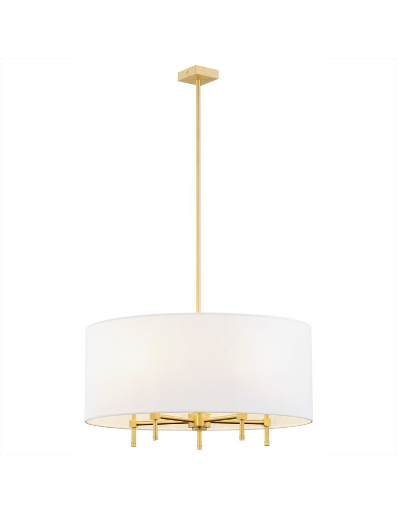 Hampton style pendant lamps - Argon ABBANO 5 fl. chandelier 5x7W (max) white brushed brass 2132 - product kolory-swiatla.pl 1