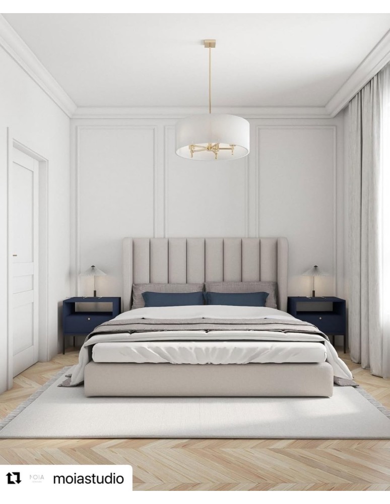 Hampton style pendant lamps - Argon ABBANO 5 fl. chandelier 5x7W (max) white brushed brass 2132 - product kolory-swiatla.pl 3