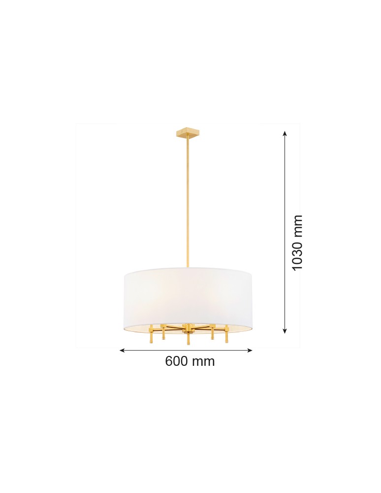 Hampton style pendant lamps - Argon ABBANO 5 fl. chandelier 5x7W (max) white brushed brass 2132 - product kolory-swiatla.pl 8