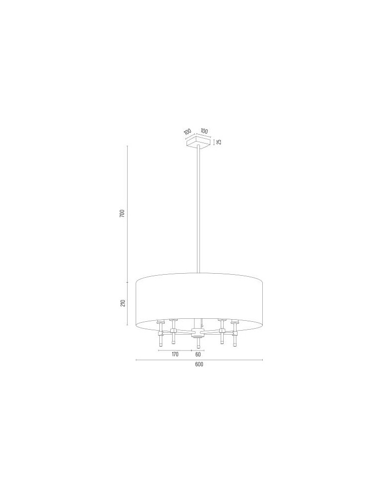 Hampton style pendant lamps - Argon ABBANO 5 fl. chandelier 5x7W (max) white brushed brass 2132 - product kolory-swiatla.pl 9