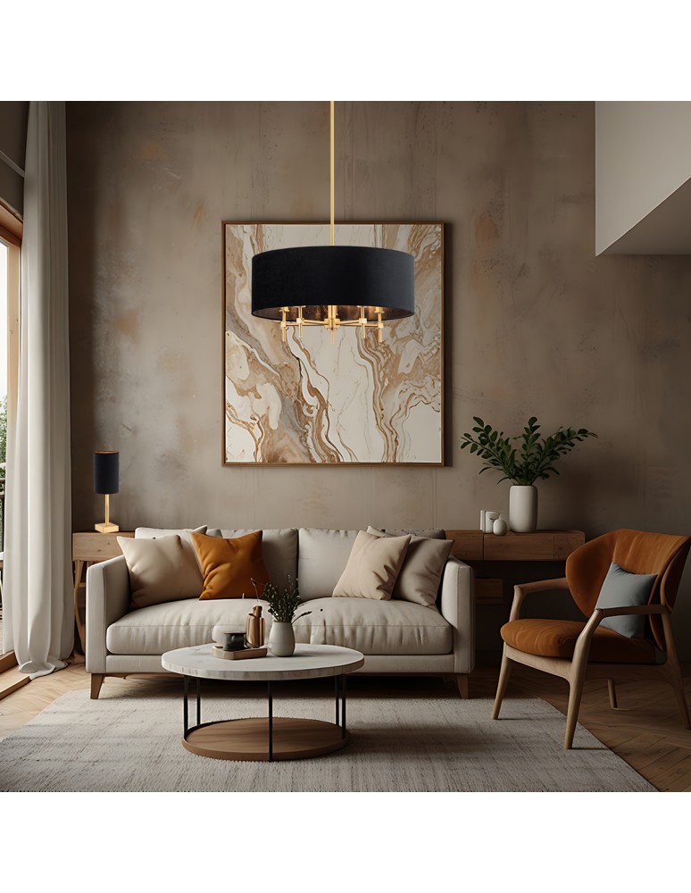 Hampton style chandeliers - Argon ABBANO 5 fl. chandelier 5x7W (max) black brushed brass 2133 - product kolory-swiatla.pl 2