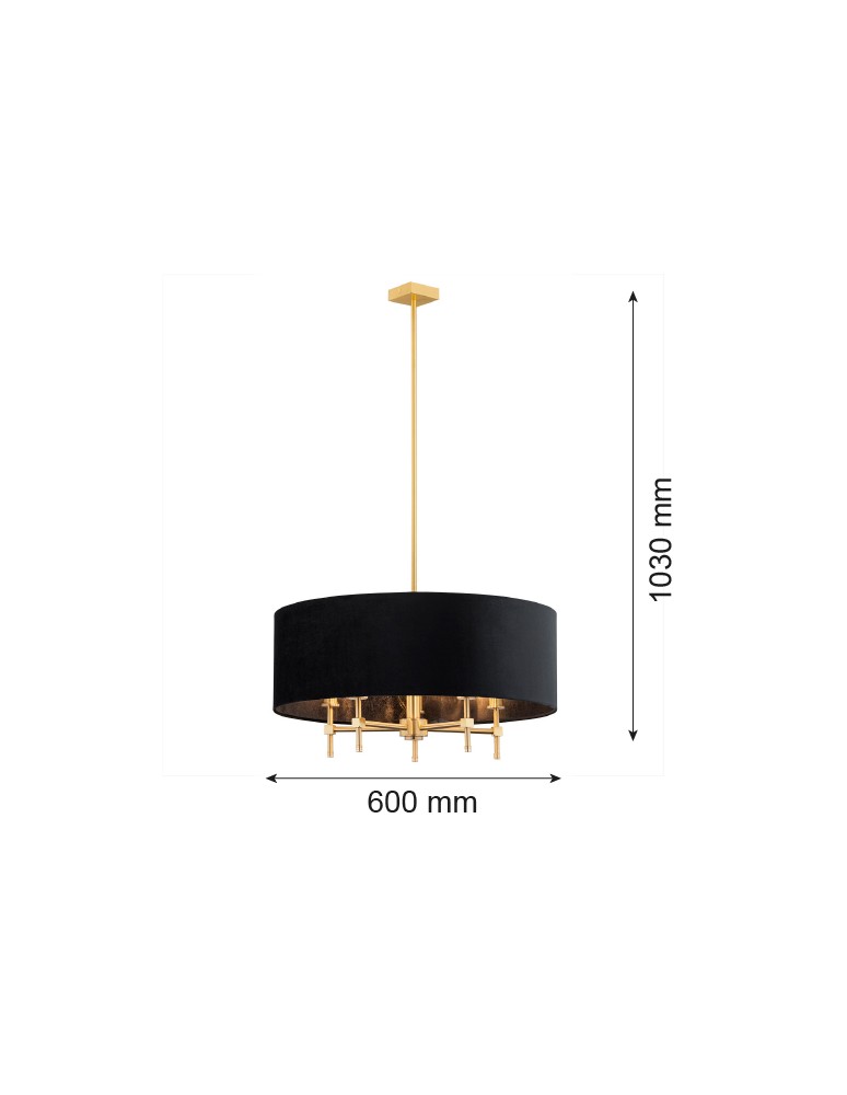 Hampton style chandeliers - Argon ABBANO 5 fl. chandelier 5x7W (max) black brushed brass 2133 - product kolory-swiatla.pl 6