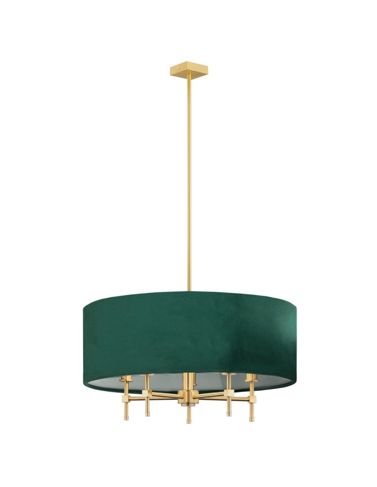 Hampton style chandeliers - Argon ABBANO 5 fl. chandelier 5x7W (max) green brushed brass 2146 - product kolory-swiatla.pl 1