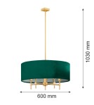 Hampton style chandeliers - Argon ABBANO 5 fl. chandelier 5x7W (max) green brushed brass 2146 - product 3